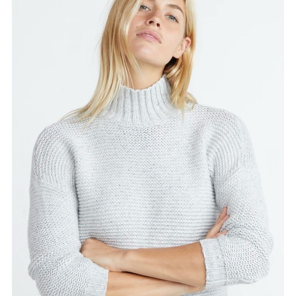 Marine Layer Women's Remi Turtleneck Sweater in Light Heather Grey Neps Size XL - Picture 3 of 13